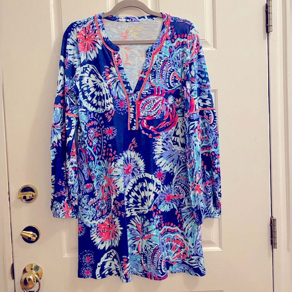 Lilly Pulitzer Blue and Pink Midi Dress